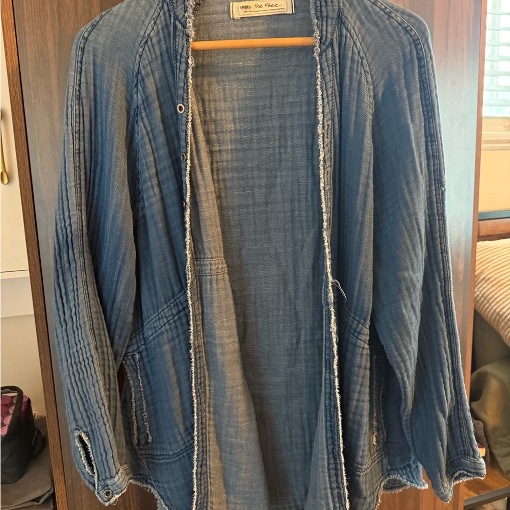We The Free Blue Open-Front Top